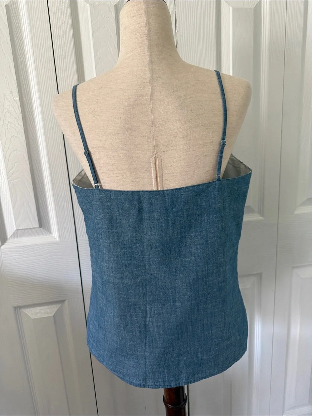 NWT J. Crew Blue Chambray V-Neck Spaghetti Strap Camisole Sz 8